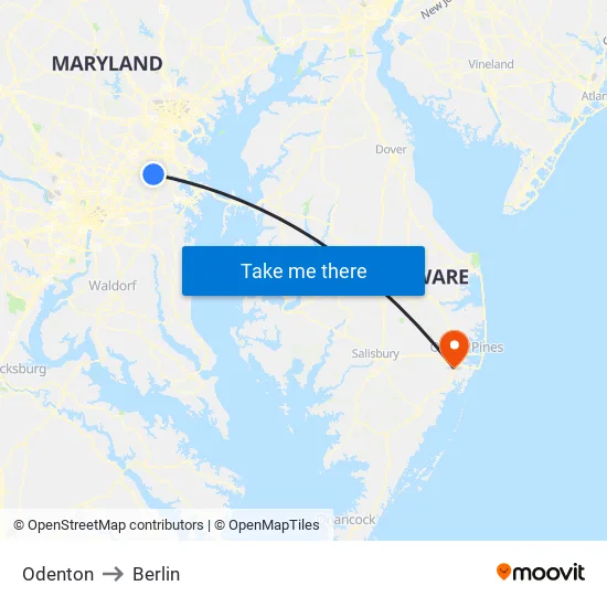 Odenton to Berlin map