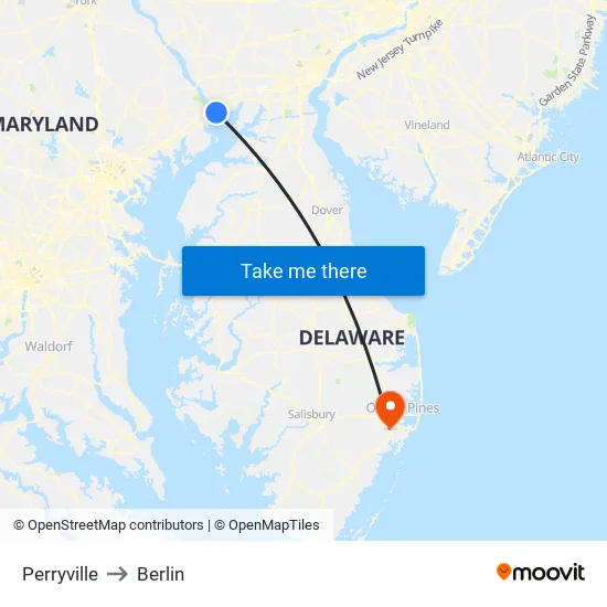 Perryville to Berlin map