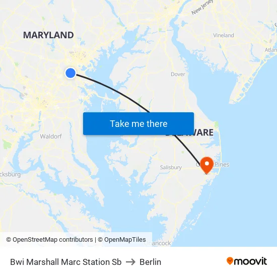 Bwi Marshall Marc Station Sb to Berlin map