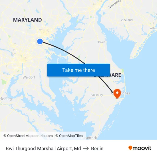 Bwi Thurgood Marshall  Airport, Md to Berlin map