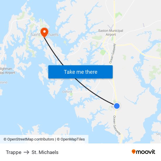 Trappe to St. Michaels map