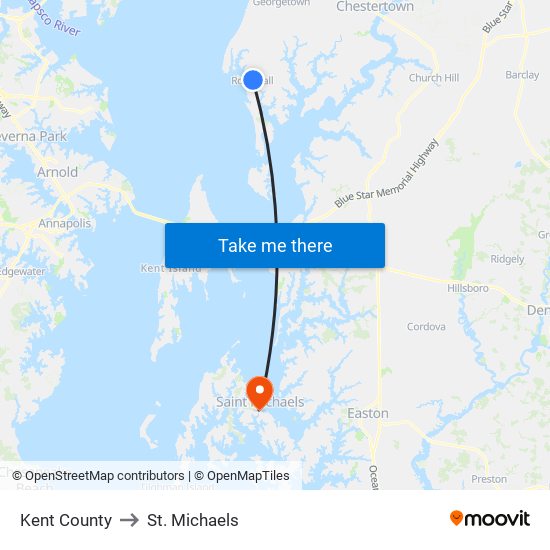 Kent County to St. Michaels map