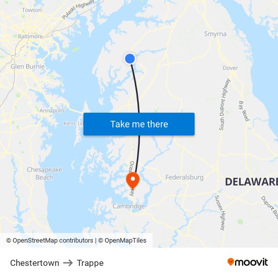 Chestertown to Trappe map