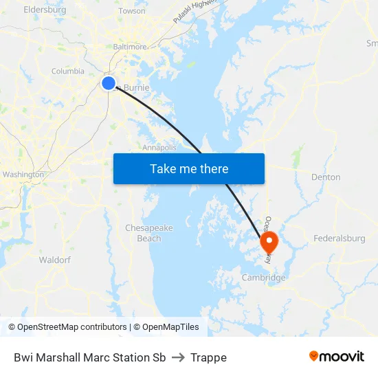 Bwi Marshall Marc Station Sb to Trappe map