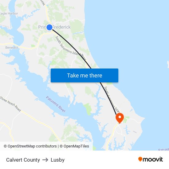 Calvert County to Lusby map