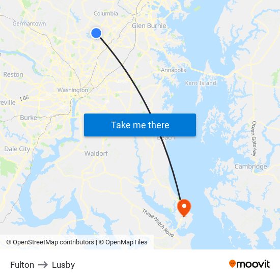 Fulton to Lusby map