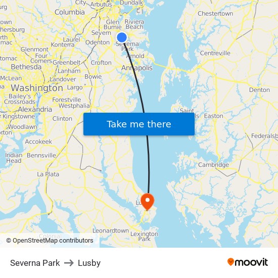 Severna Park to Lusby map