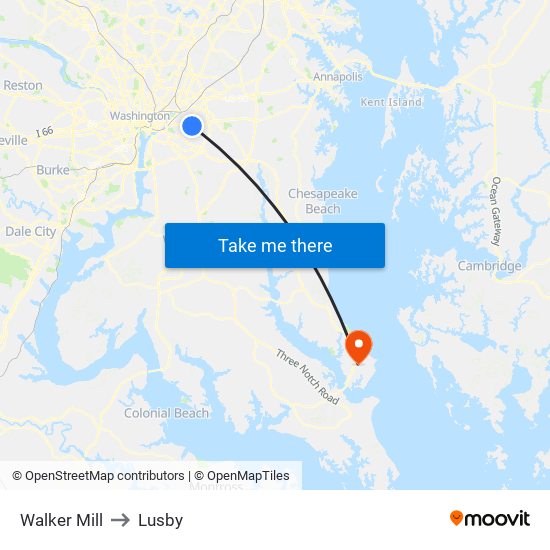 Walker Mill to Lusby map