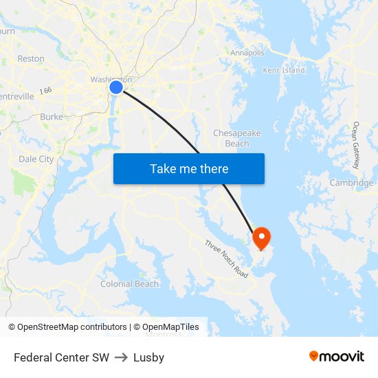 Federal Center SW to Lusby map