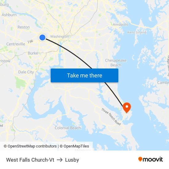 West Falls Church-Vt to Lusby map