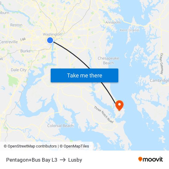 Pentagon+Bay L3 to Lusby map