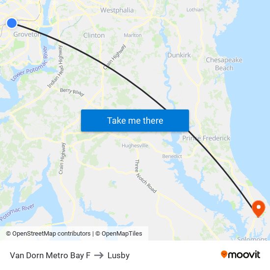 Van Dorn Metro Bay F to Lusby map