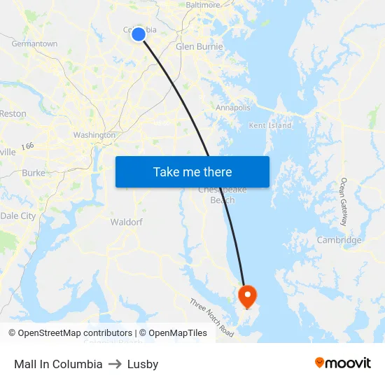 Mall In Columbia to Lusby map