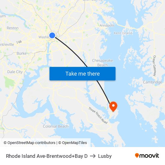 Rhode Island Ave-Brentwood+Bay D to Lusby map