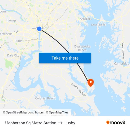 Mcpherson Sq Metro Station to Lusby map