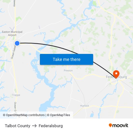 Talbot County to Federalsburg map