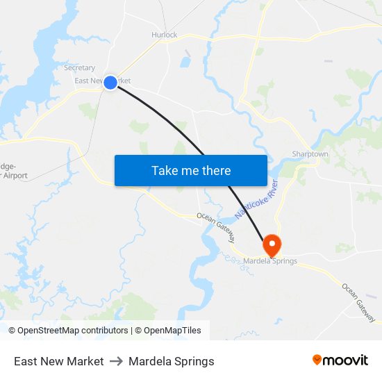 East New Market to Mardela Springs map