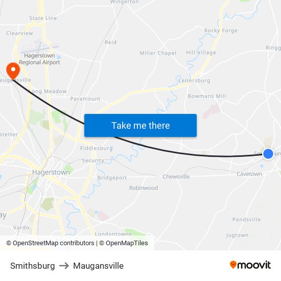 Smithsburg to Maugansville map