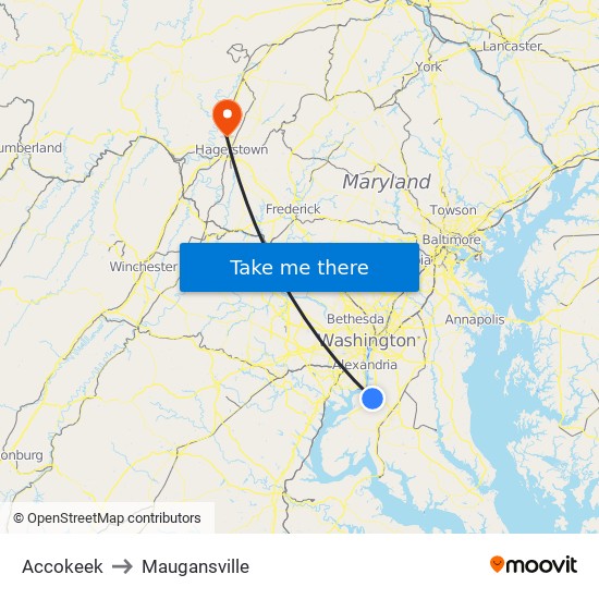 Accokeek to Maugansville map