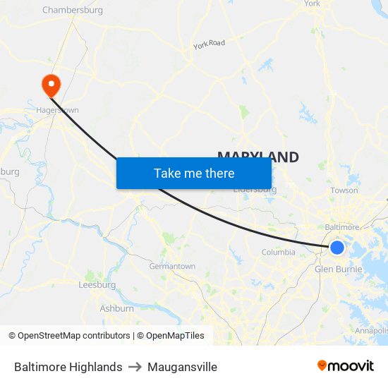 Baltimore Highlands to Maugansville map