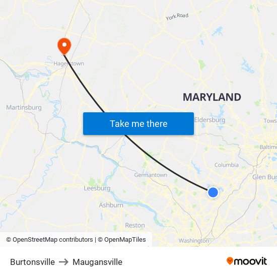 Burtonsville to Maugansville map