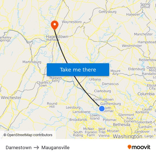 Darnestown to Maugansville map