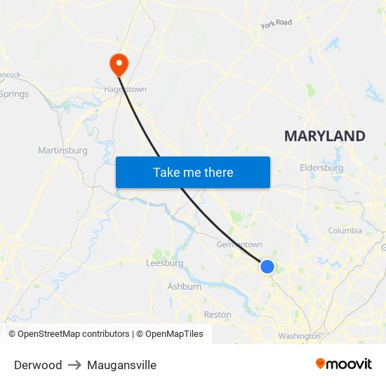 Derwood to Maugansville map