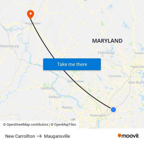 New Carrollton to Maugansville map