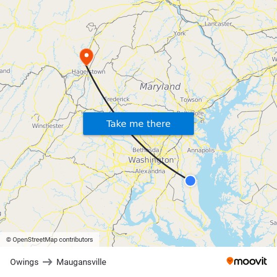 Owings to Maugansville map