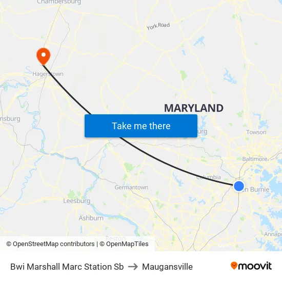 Bwi Marshall Marc Station Sb to Maugansville map