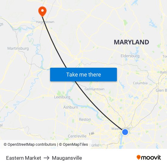 Eastern Market to Maugansville map