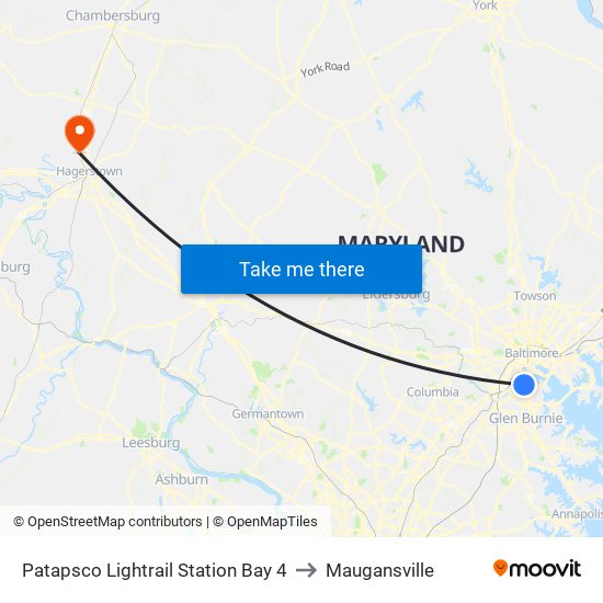 Patapsco Lightrail Station Bay 4 to Maugansville map