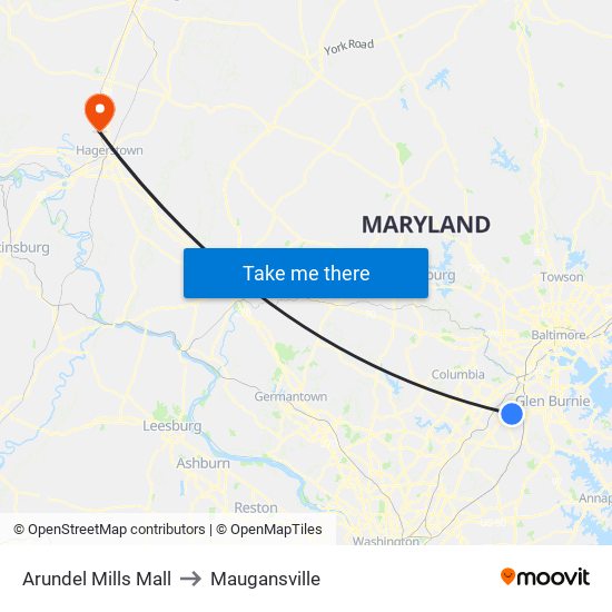 Arundel Mills Mall to Maugansville map