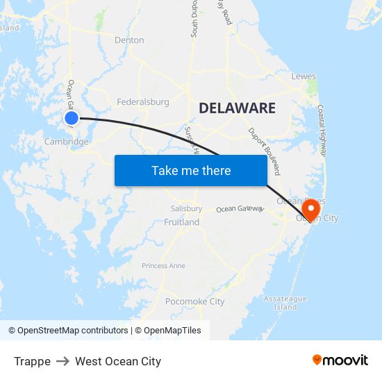 Trappe to West Ocean City map
