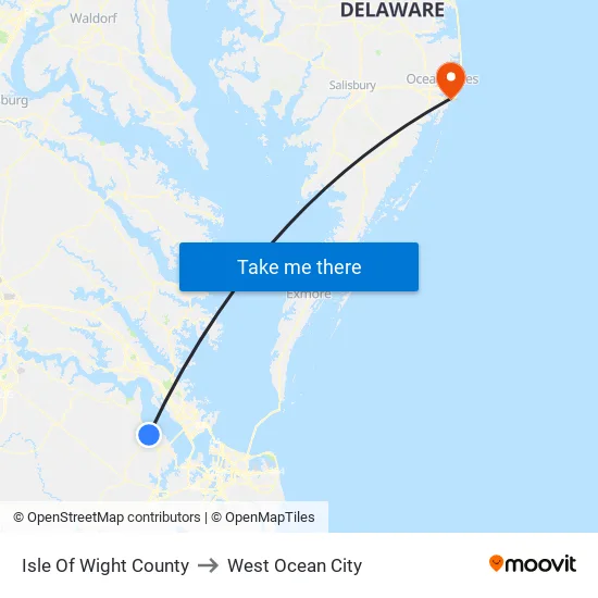 Isle Of Wight County to West Ocean City map