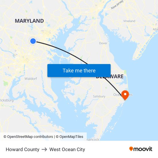 Howard County to West Ocean City map