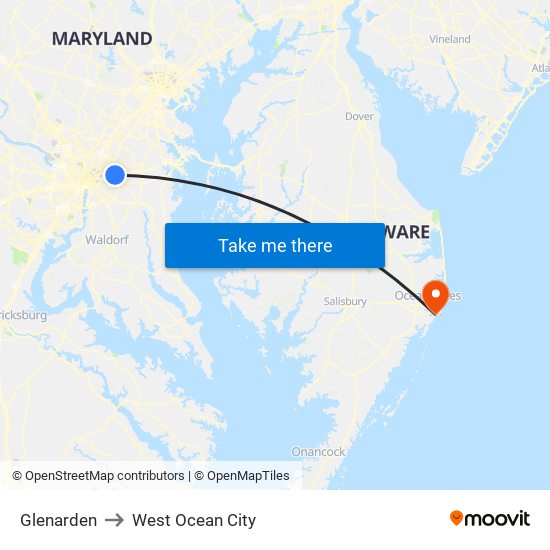 Glenarden to West Ocean City map