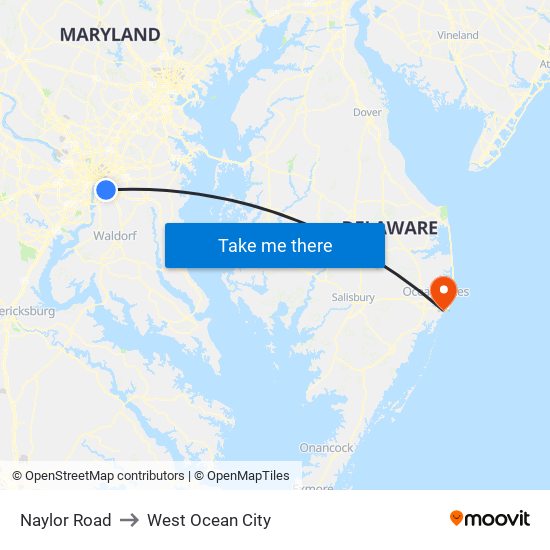 Naylor Road to West Ocean City map