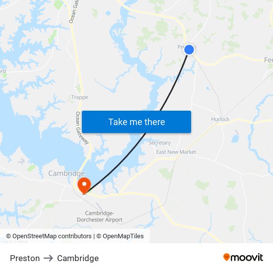 Preston to Cambridge map