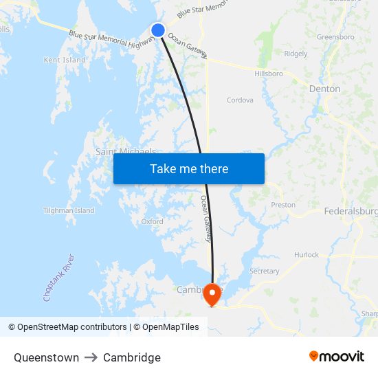 Queenstown to Cambridge map