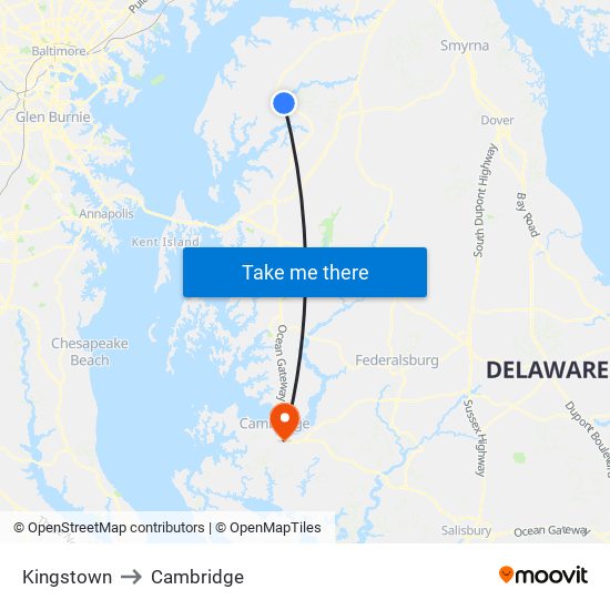 Kingstown to Cambridge map