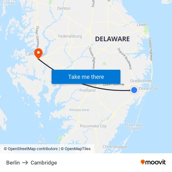 Berlin to Cambridge map