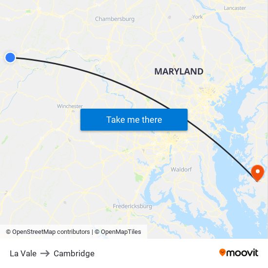 La Vale to Cambridge map