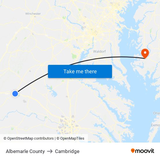 Albemarle County to Cambridge map