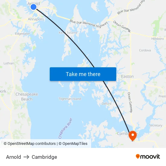 Arnold to Cambridge map