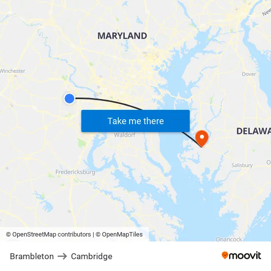 Brambleton to Cambridge map