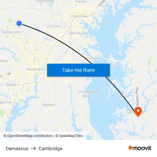 Damascus to Cambridge map