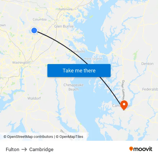 Fulton to Cambridge map