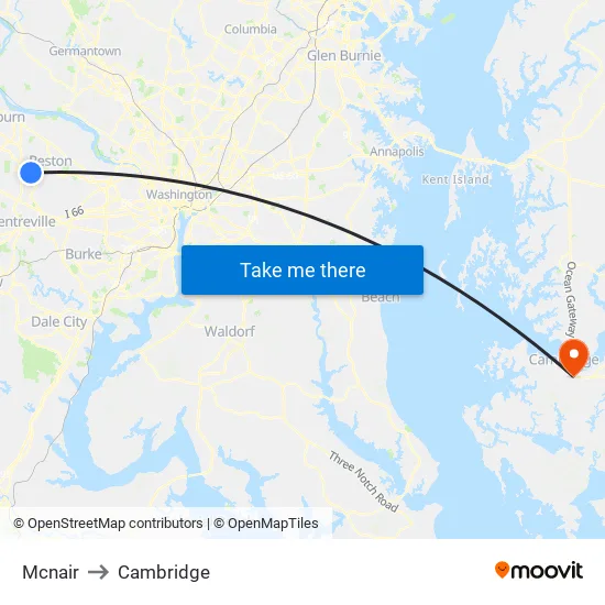 Mcnair to Cambridge map