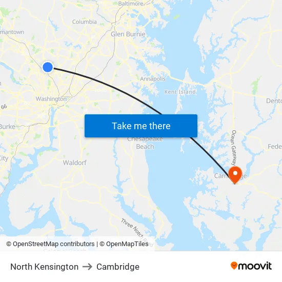 North Kensington to Cambridge map